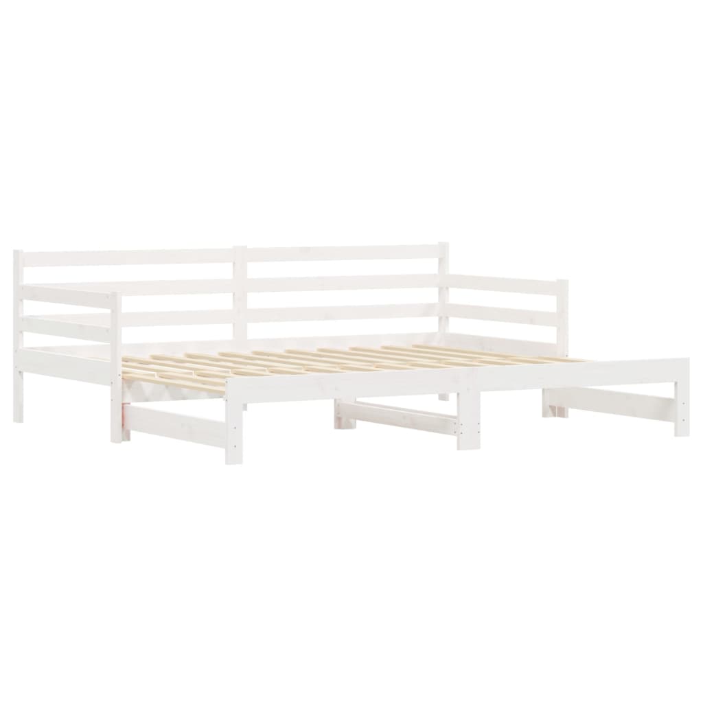 Lit de repos extensible blanc 90x200 cm en pin massif