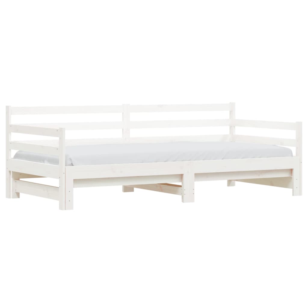 Lit de repos extensible blanc 90x200 cm en pin massif