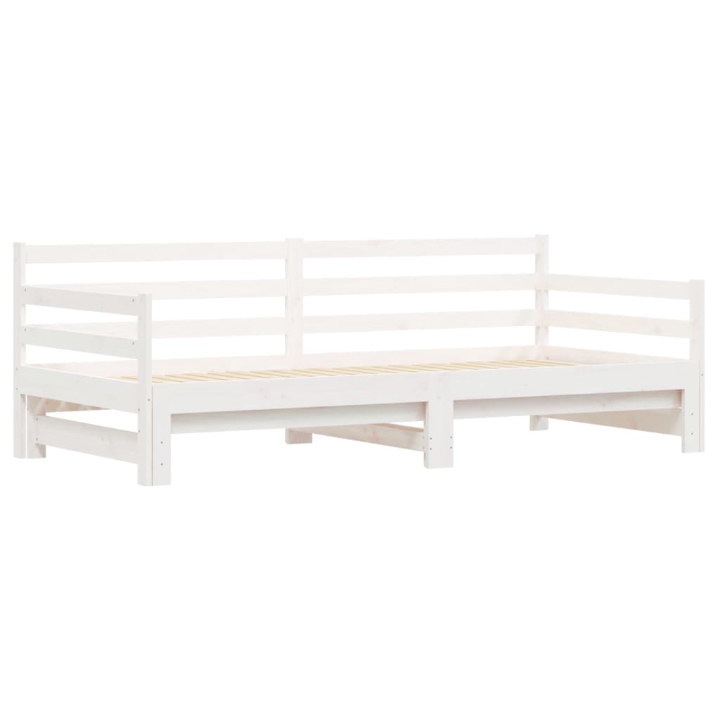 Lit de repos extensible blanc 90x200 cm en pin massif