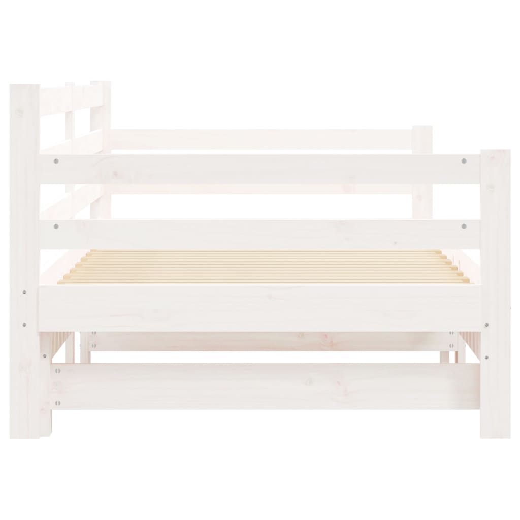 Lit de repos extensible blanc 90x200 cm en pin massif