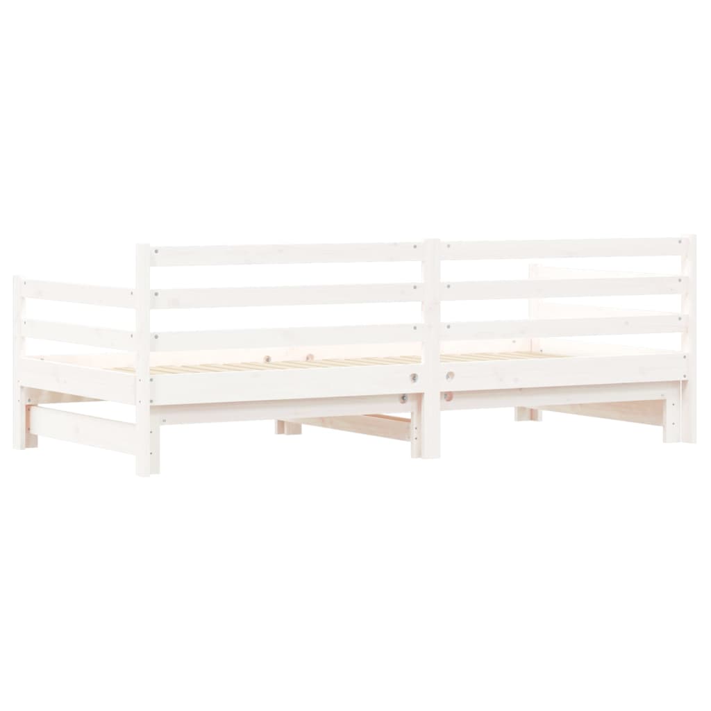 Lit de repos extensible blanc 90x200 cm en pin massif