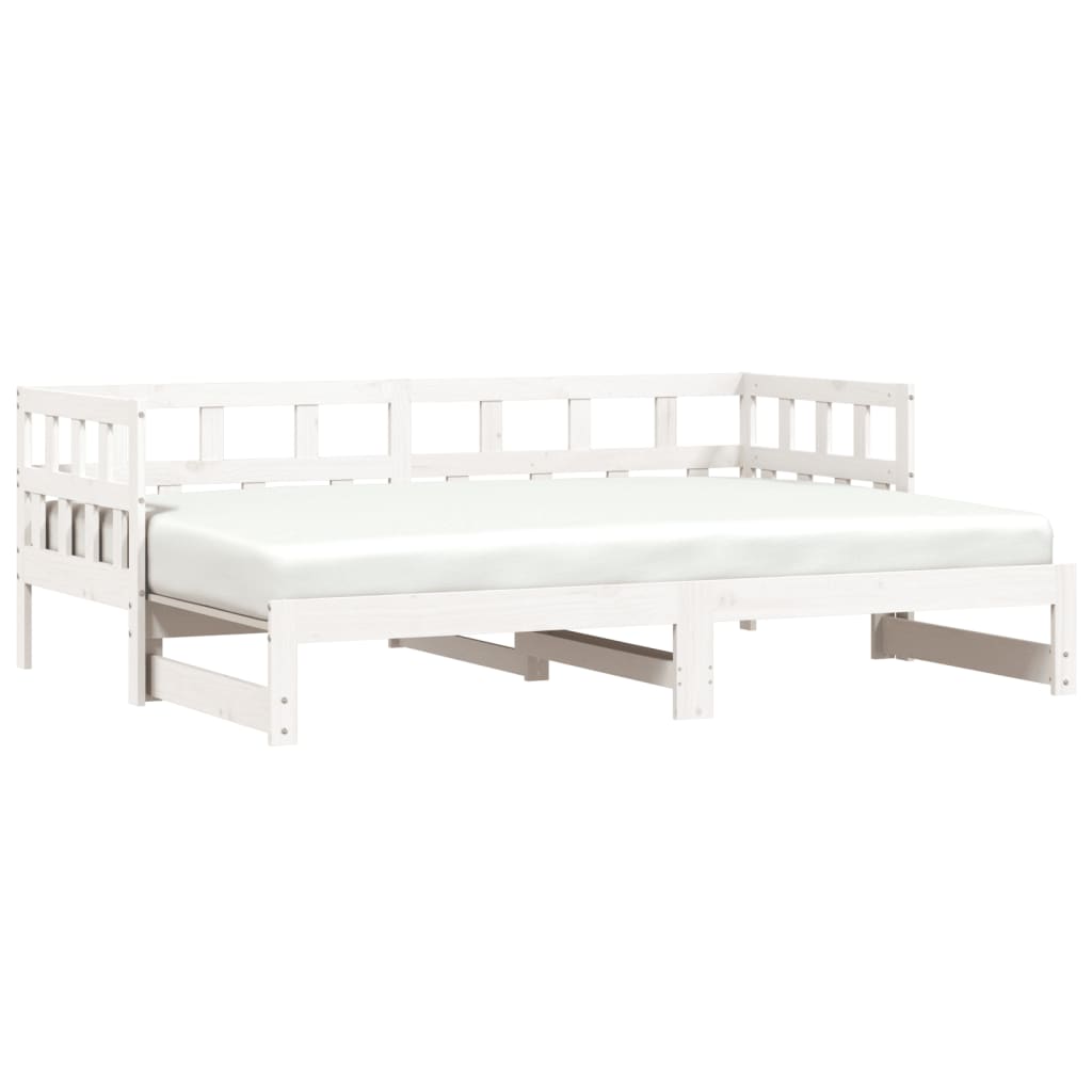 Lit de repos extensible blanc 80x200 cm en pin massif