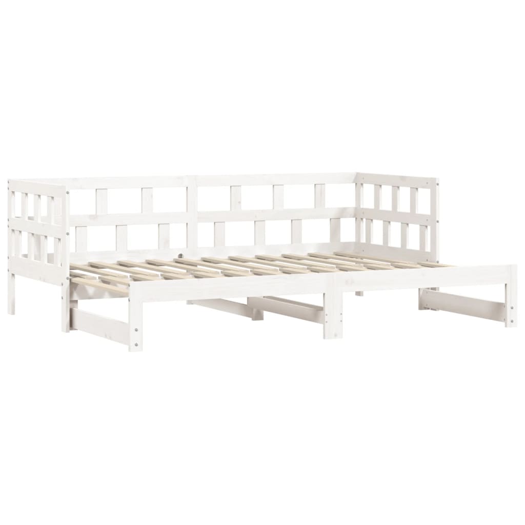 Lit de repos extensible blanc 80x200 cm en pin massif