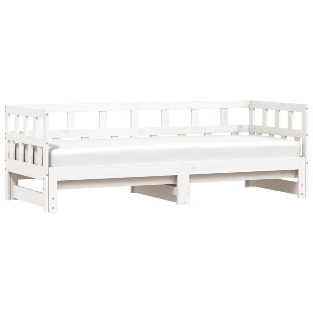 Lit de repos extensible blanc 80x200 cm en pin massif