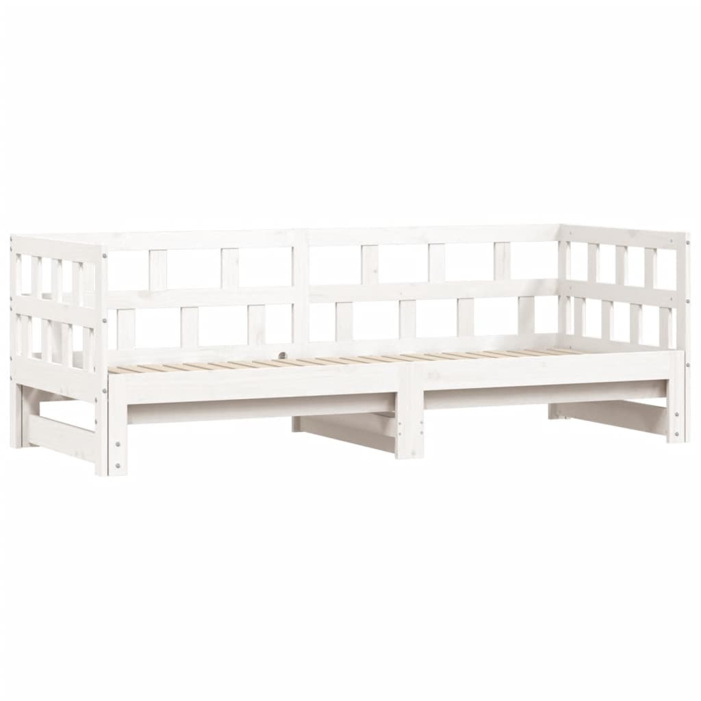 Lit de repos extensible blanc 80x200 cm en pin massif