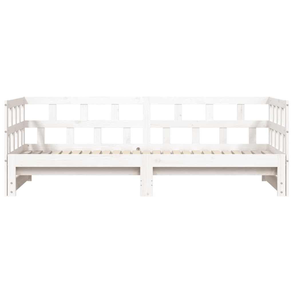 Lit de repos extensible blanc 80x200 cm en pin massif