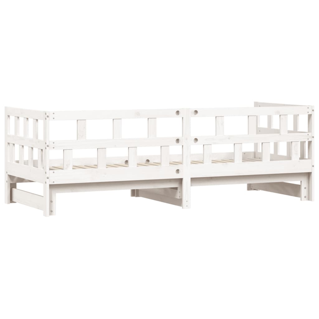 Lit de repos extensible blanc 80x200 cm en pin massif