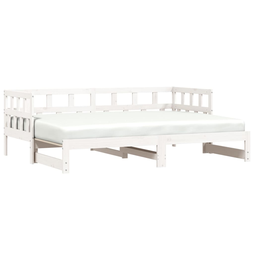 Lit de repos extensible blanc 90x190 cm en pin massif