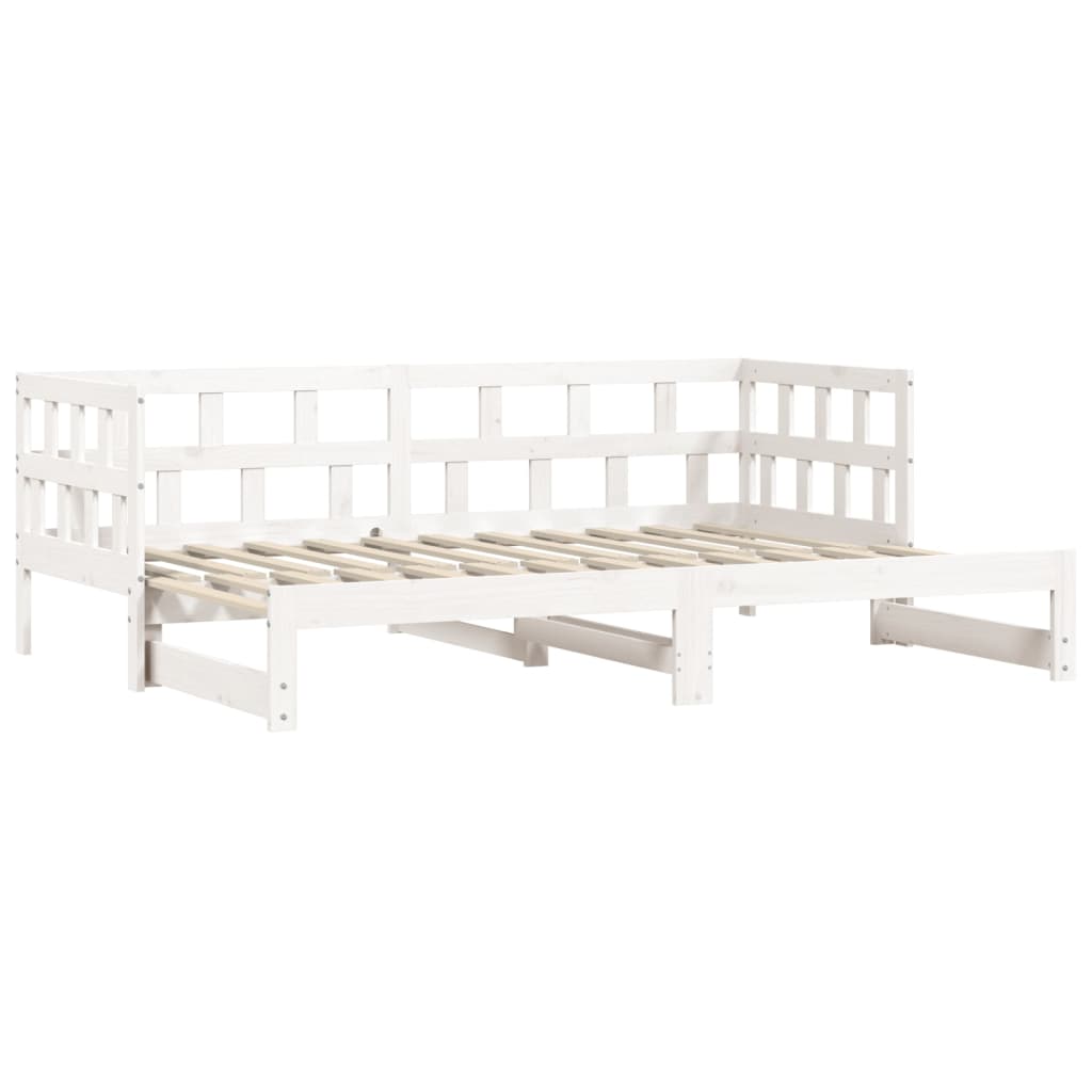 Lit de repos extensible blanc 90x190 cm en pin massif