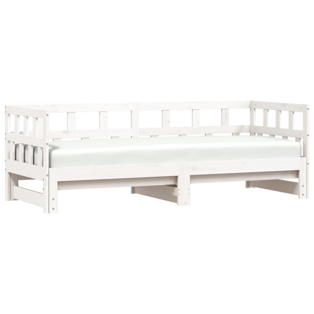 Lit de repos extensible blanc 90x190 cm en pin massif