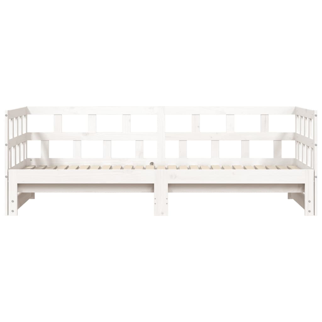 Lit de repos extensible blanc 90x190 cm en pin massif