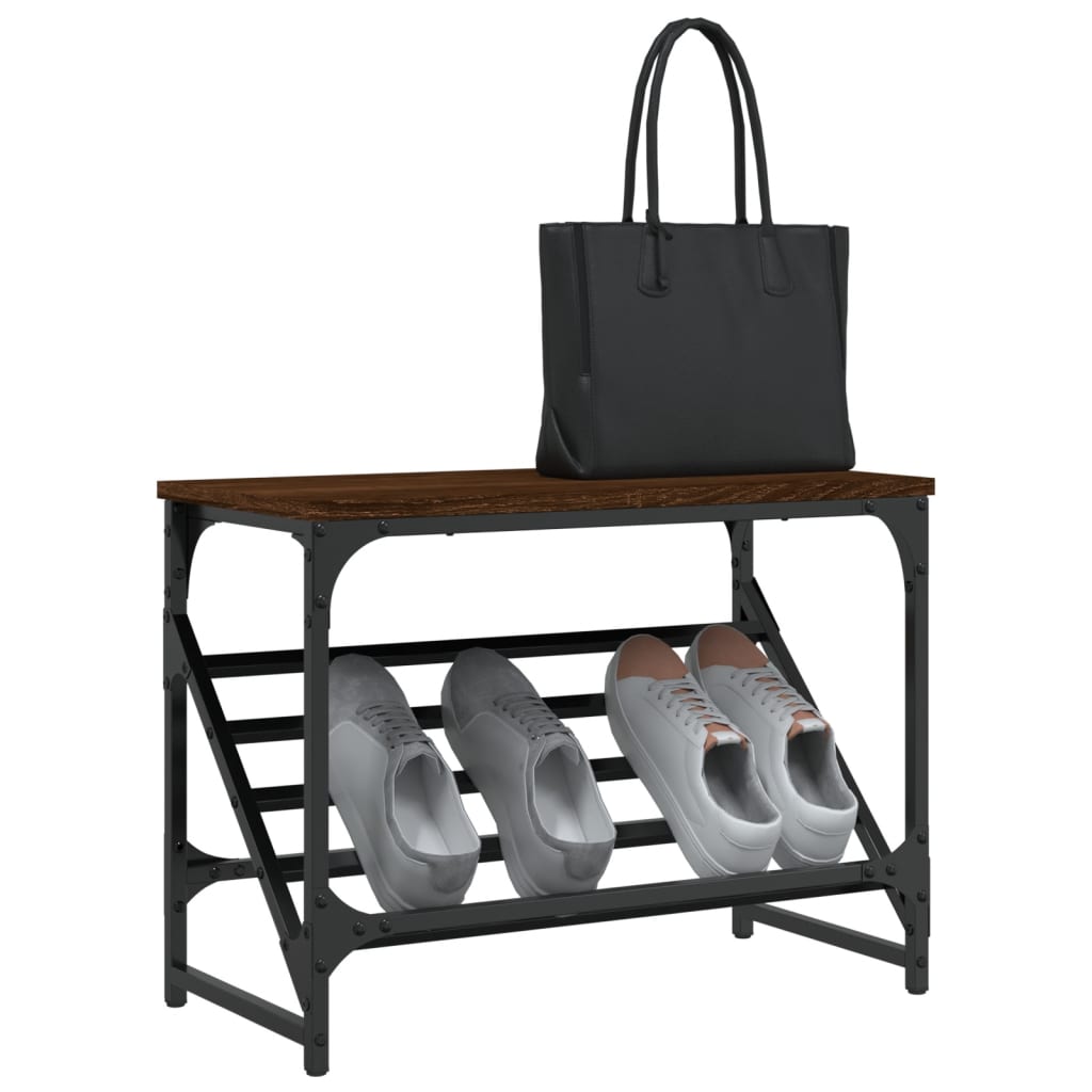 Étagère à chaussures aspect chêne marron 60x30x45 cm en bois