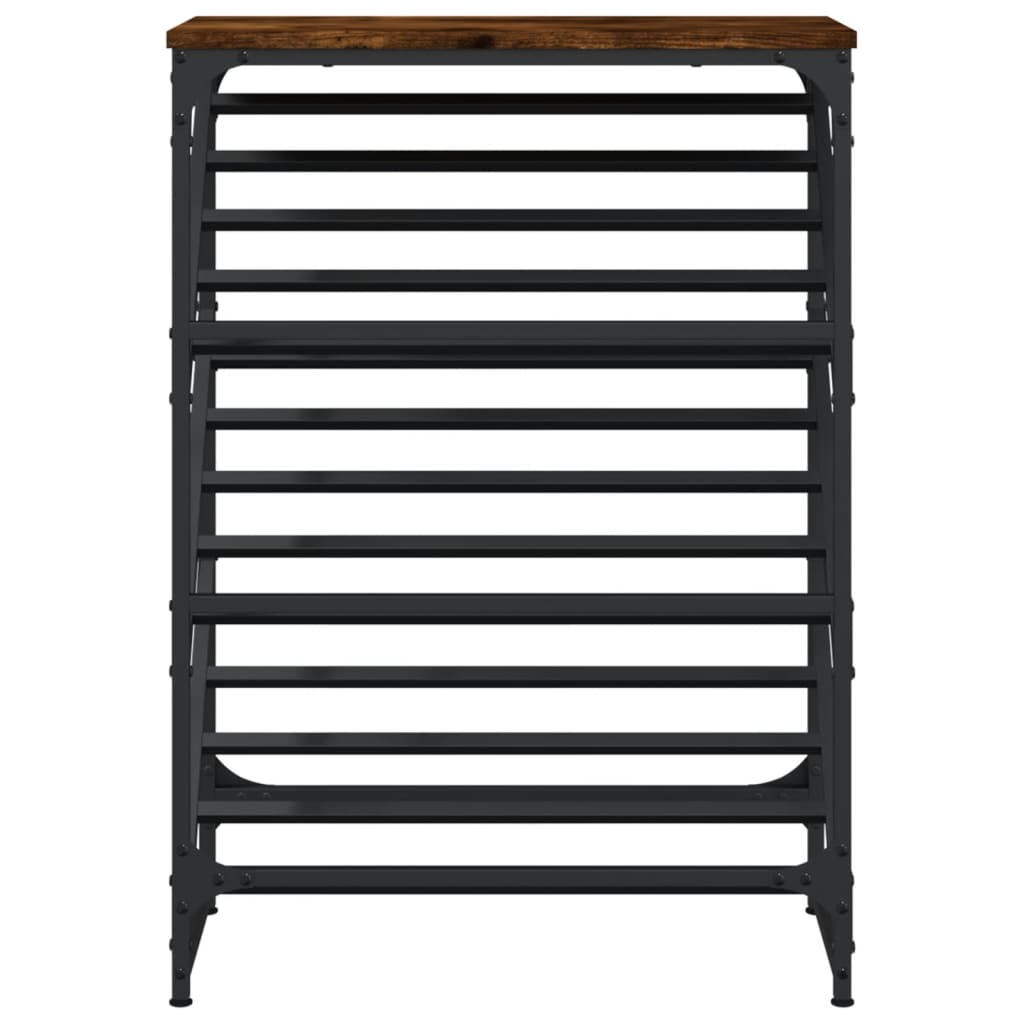 Shoe rack smoked oak 60x30x85 cm wood material