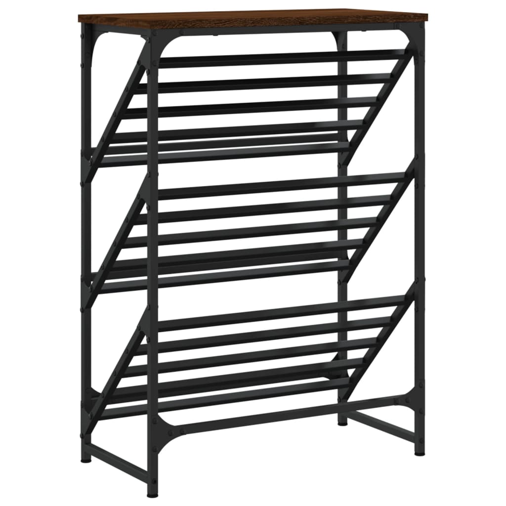 Étagère à chaussures aspect chêne marron 60x30x85 cm en bois