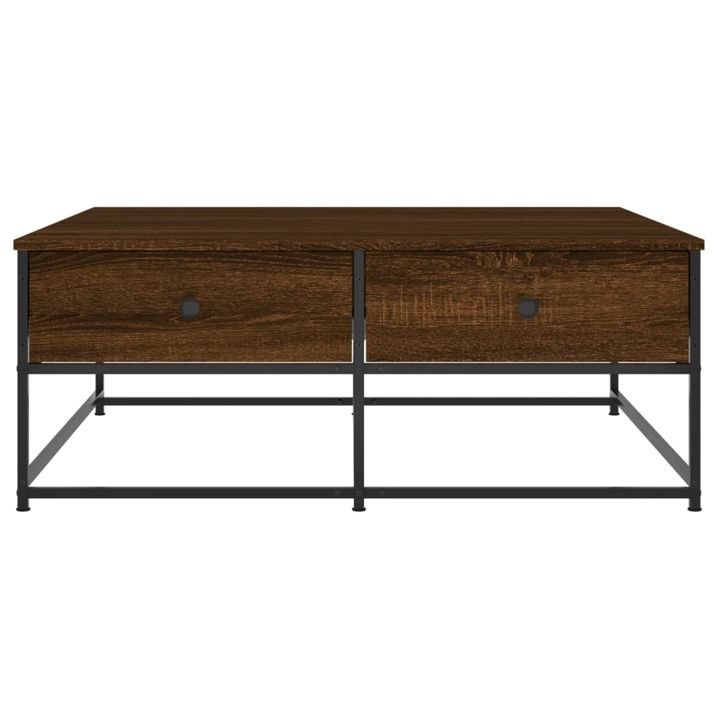 Table basse aspect chêne marron 100x99x40 cm en bois