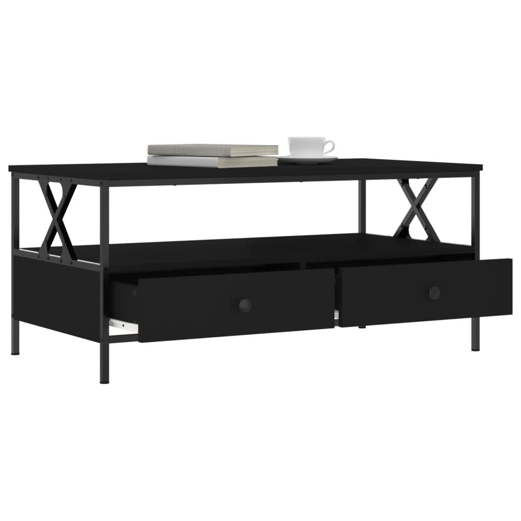 Coffee Table Black 100x51x45 cm Wood Material
