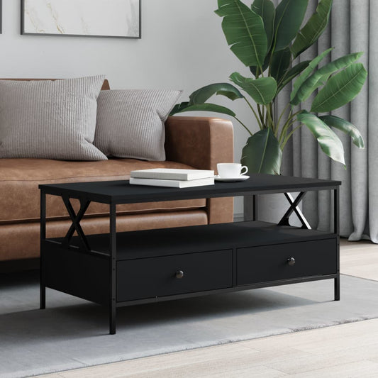 Coffee Table Black 100x51x45 cm Wood Material
