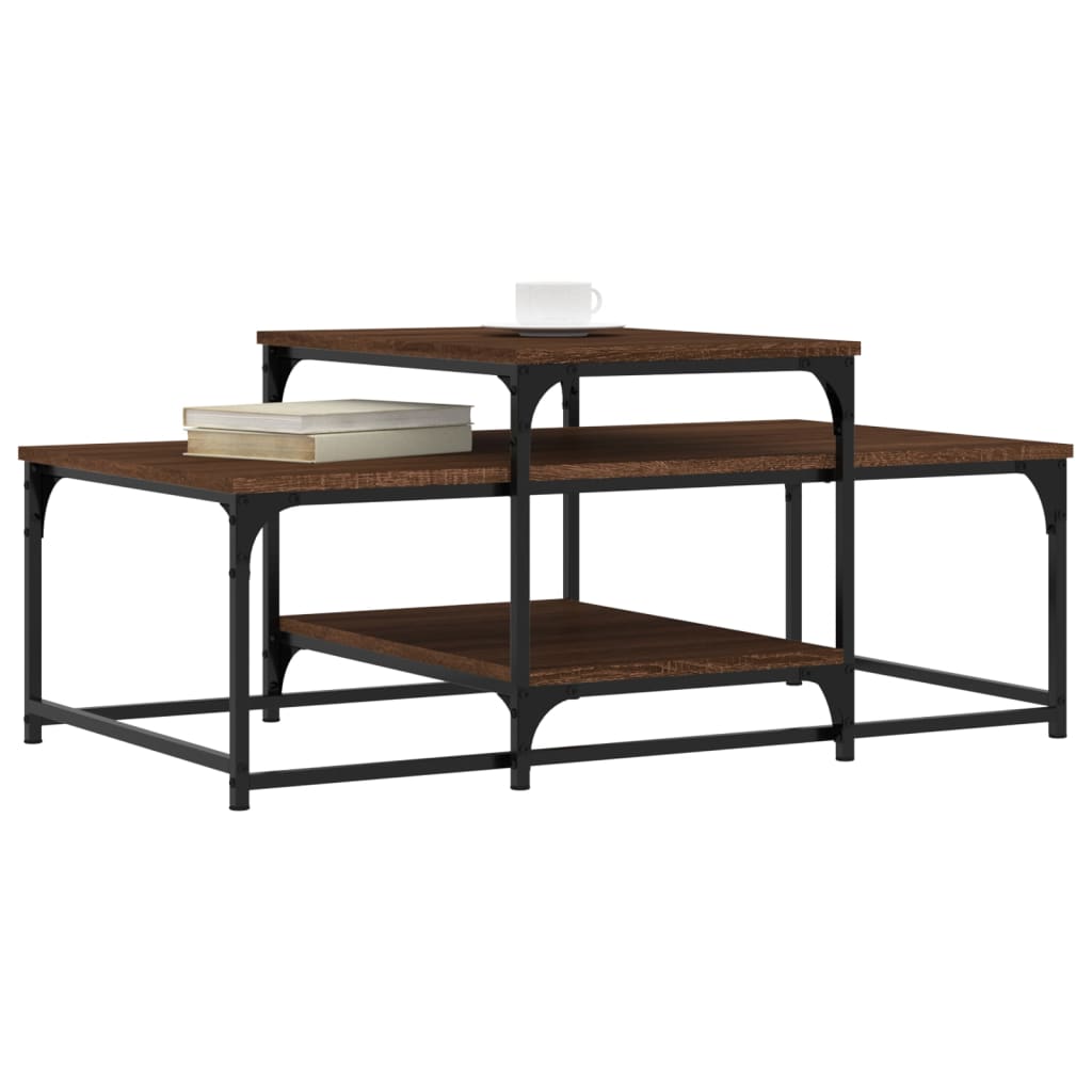 Table basse aspect chêne marron 102x60x45 cm en bois