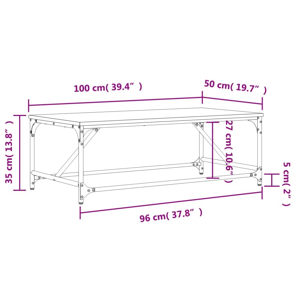 Couchtisch Braun Eichen-Optik 100x50x35 cm Holzwerkstoff