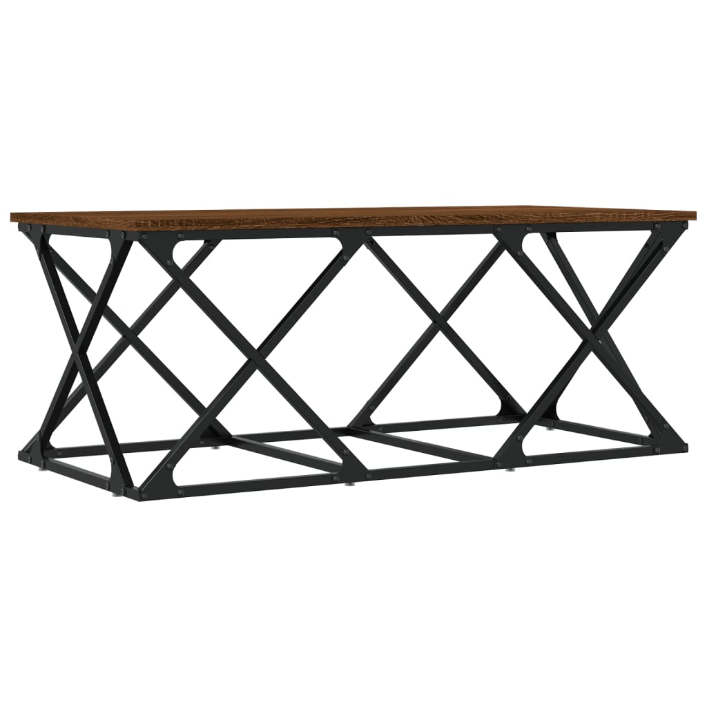 Table basse aspect chêne marron 100x49x40 cm en bois