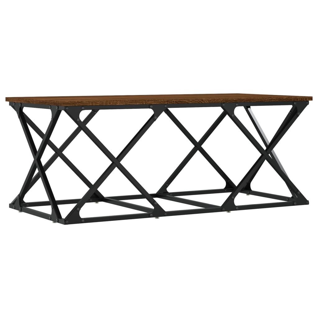 Table basse aspect chêne marron 100x49x40 cm en bois