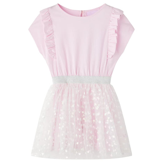 Kinderkleid mit Rüschen Hellrosa 128