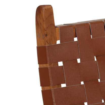 Klappstuhl aus braunem Echtleder
