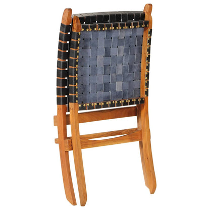 Klappstuhl aus schwarzem Echtleder
