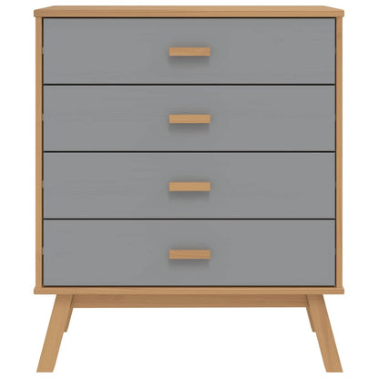 Schubladenschrank OLDEN Grau und Braun Massivholz Kiefer