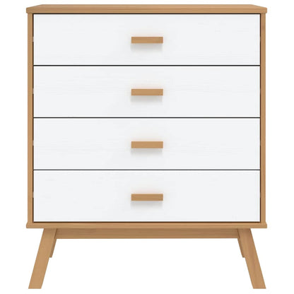 Schubladenschrank OLDEN Weiß und Braun Massivholz Kiefer