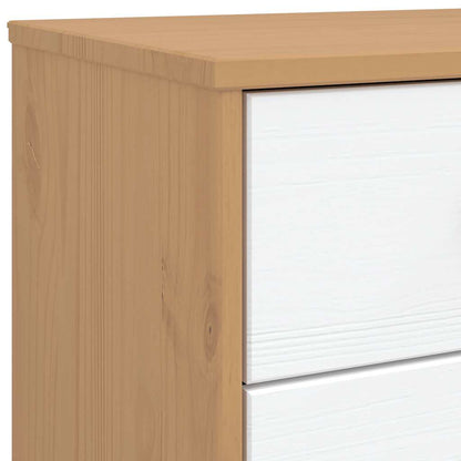 Schubladenschrank OLDEN Weiß und Braun Massivholz Kiefer