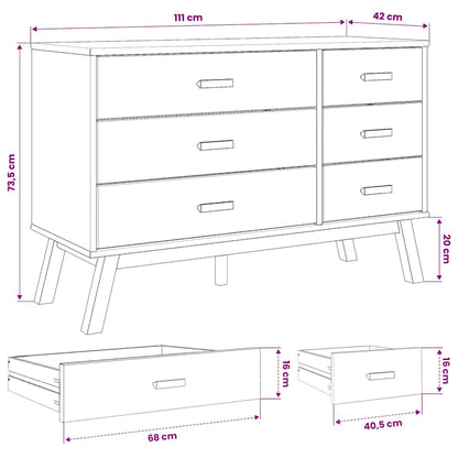 Schubladenschrank OLDEN Grau und Braun Massivholz Kiefer