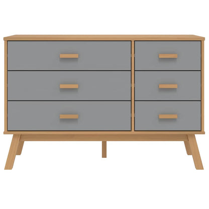 Schubladenschrank OLDEN Grau und Braun Massivholz Kiefer