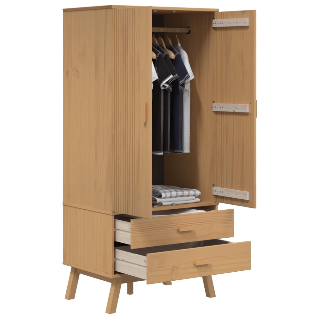 Wardrobe OLDEN Brown 76.5x53x172 cm solid pine wood