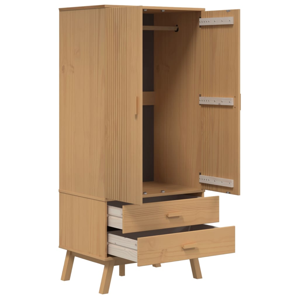 Wardrobe OLDEN Brown 76.5x53x172 cm solid pine wood