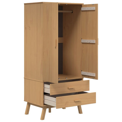 Kleiderschrank OLDEN Braun 76,5x53x172 cm Massivholz Kiefer