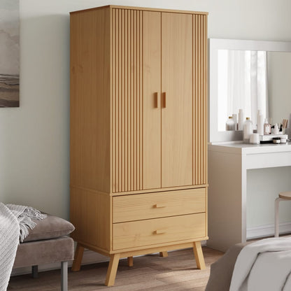 Kleiderschrank OLDEN Braun 76,5x53x172 cm Massivholz Kiefer