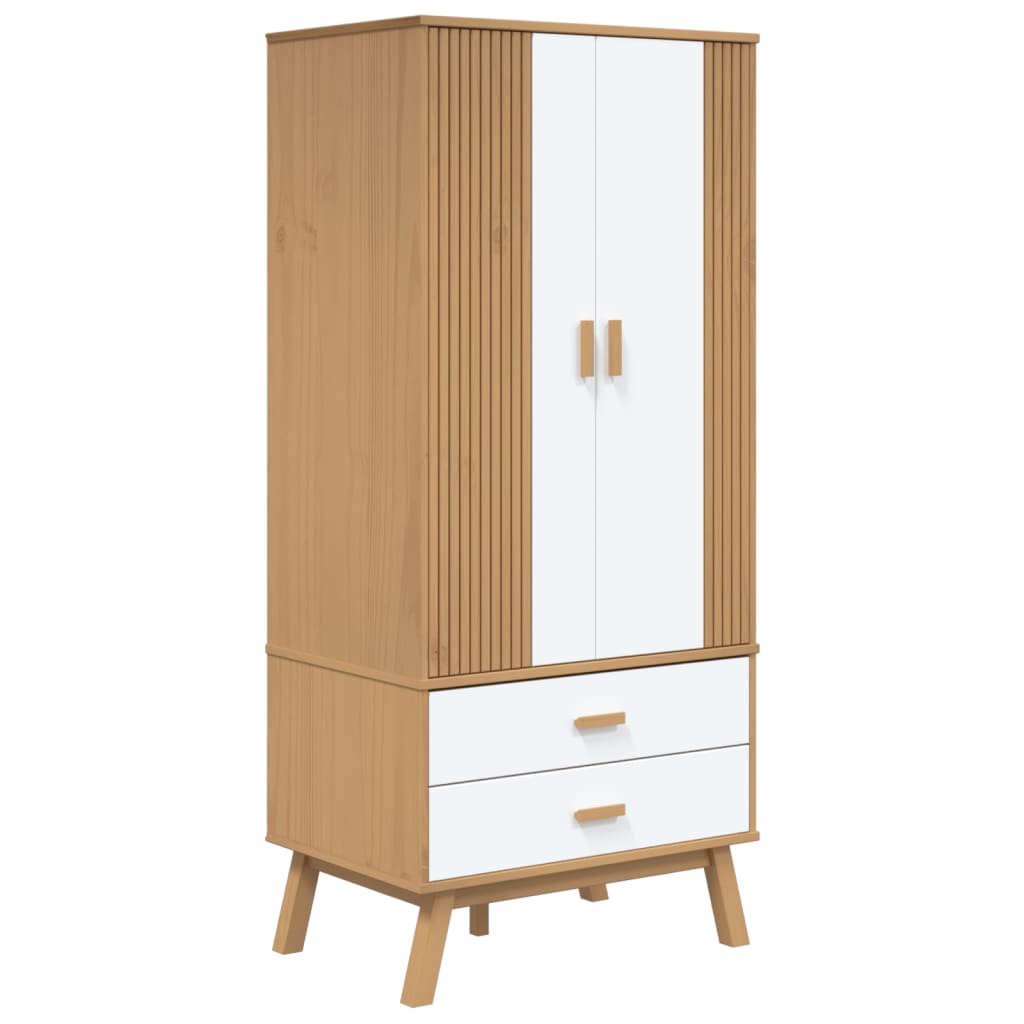 Wardrobe OLDEN White Brown 76.5x53x172cm Solid Pine