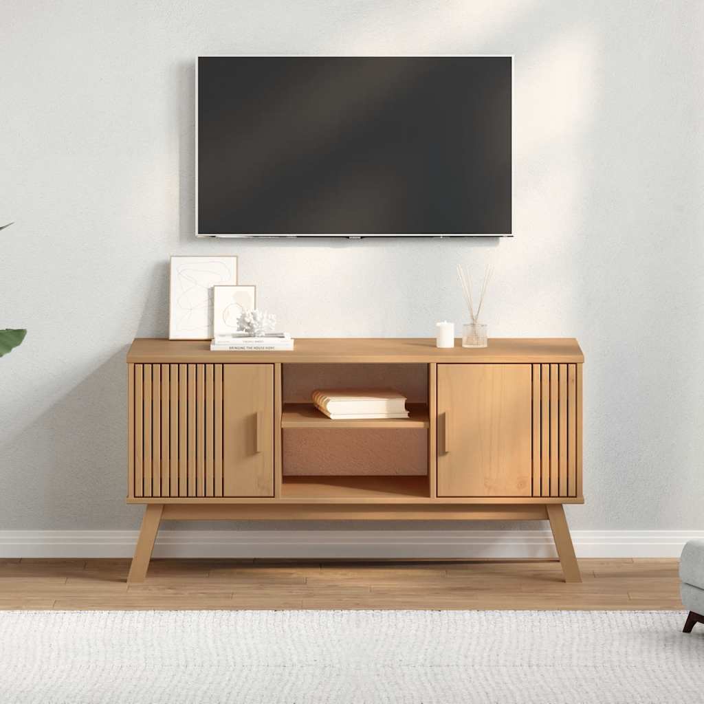 Meuble TV OLDEN marron 114x43x57 cm pin massif