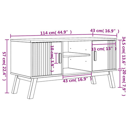 TV-Schrank OLDEN Braun 114x43x57 cm Massivholz Kiefer