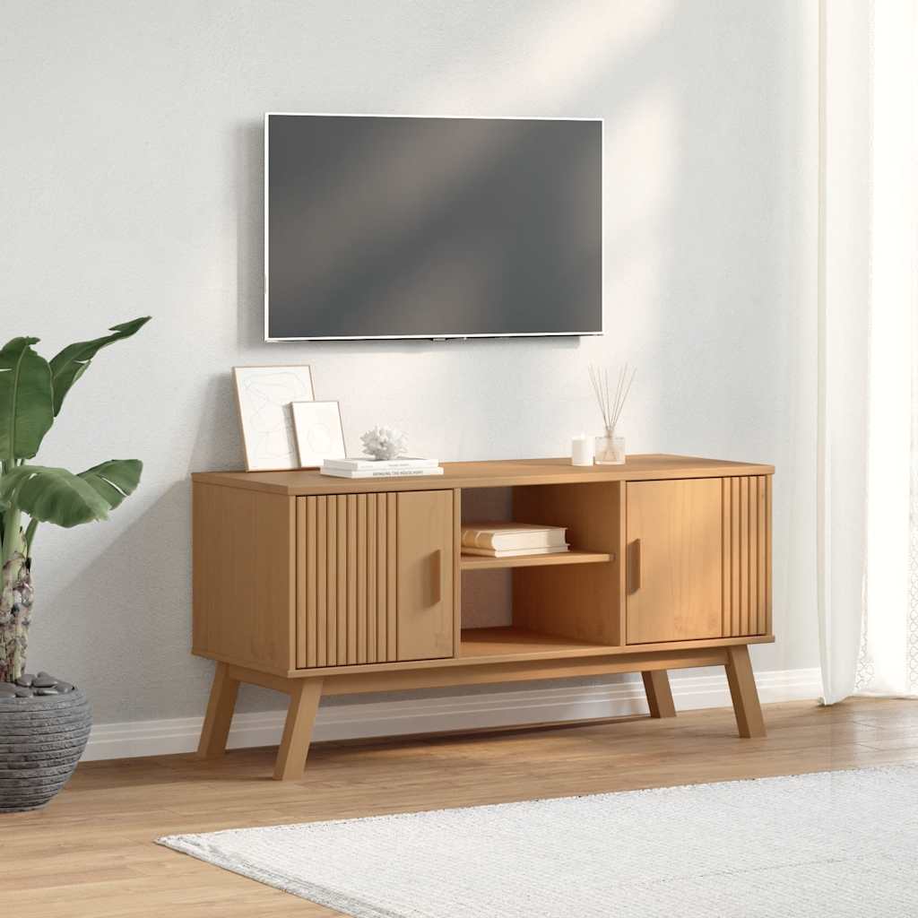 Meuble TV OLDEN marron 114x43x57 cm pin massif