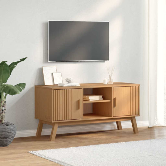 Meuble TV OLDEN marron 114x43x57 cm pin massif