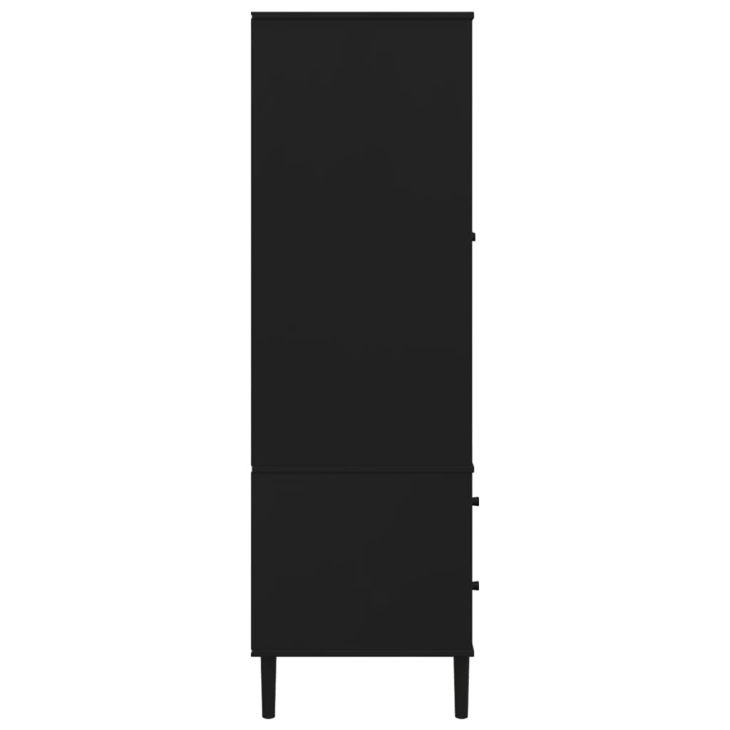 Kleiderschrank SENJA Rattan-Optik Schwarz 90x55x175 cm