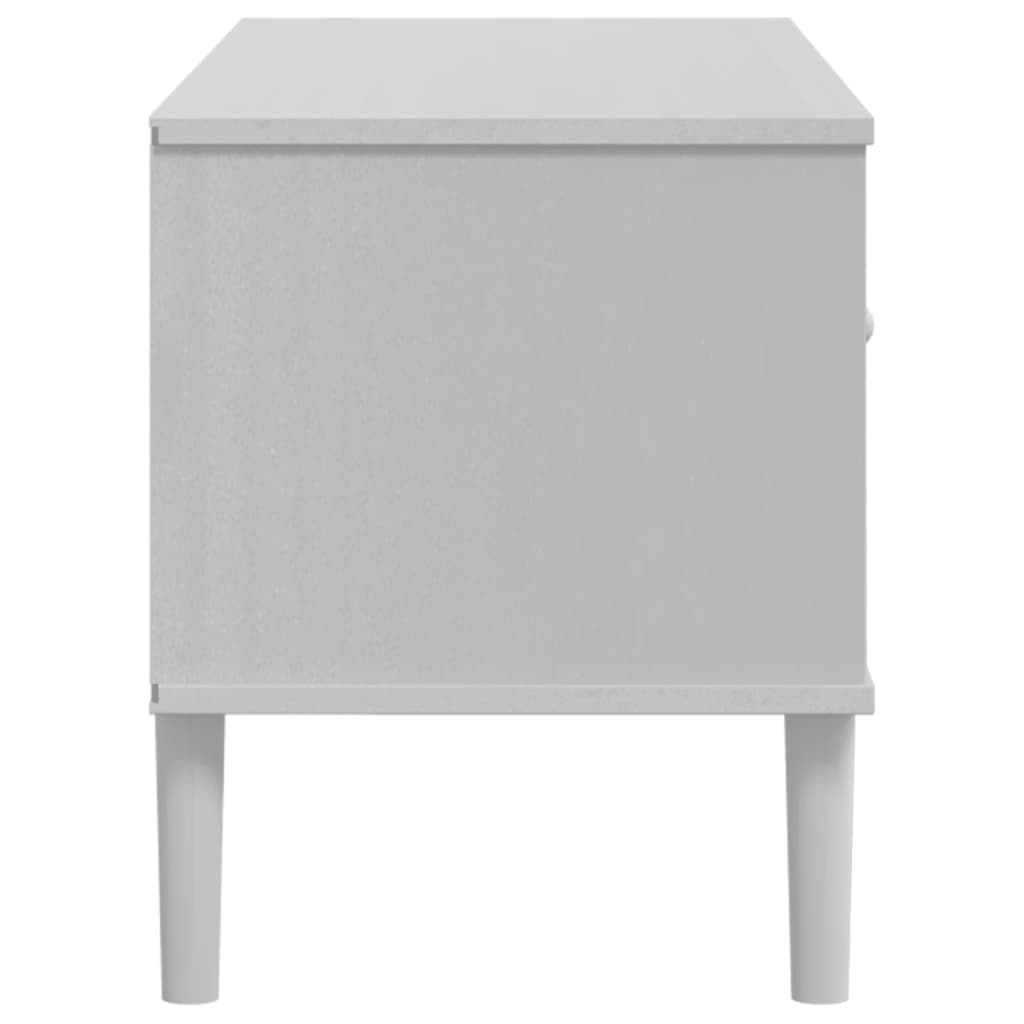 Meuble TV SENJA aspect rotin blanc 106x40x49 cm pinède