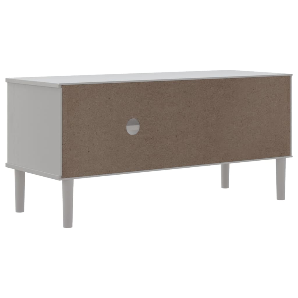 Meuble TV SENJA aspect rotin blanc 106x40x49 cm pinède