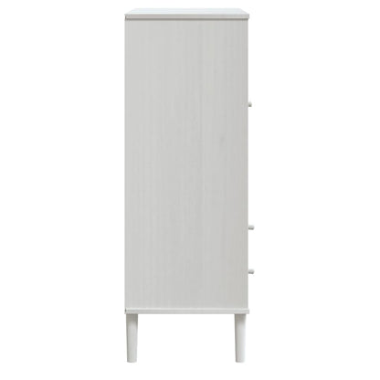 Highboard SENJA Rattan-Optik Weiß 90x40x112 cm Kiefernholz