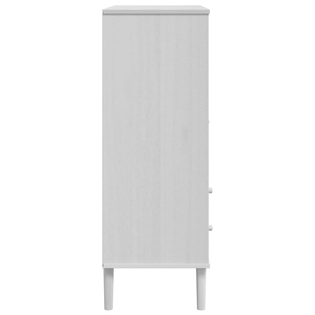 Highboard SENJA Rattan-Optik Weiß 90x40x112 cm Kiefernholz