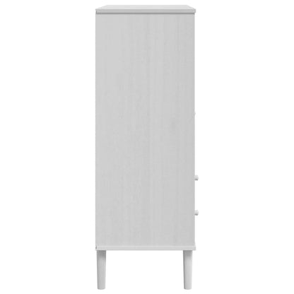 Highboard SENJA Rattan-Optik Weiß 90x40x112 cm Kiefernholz