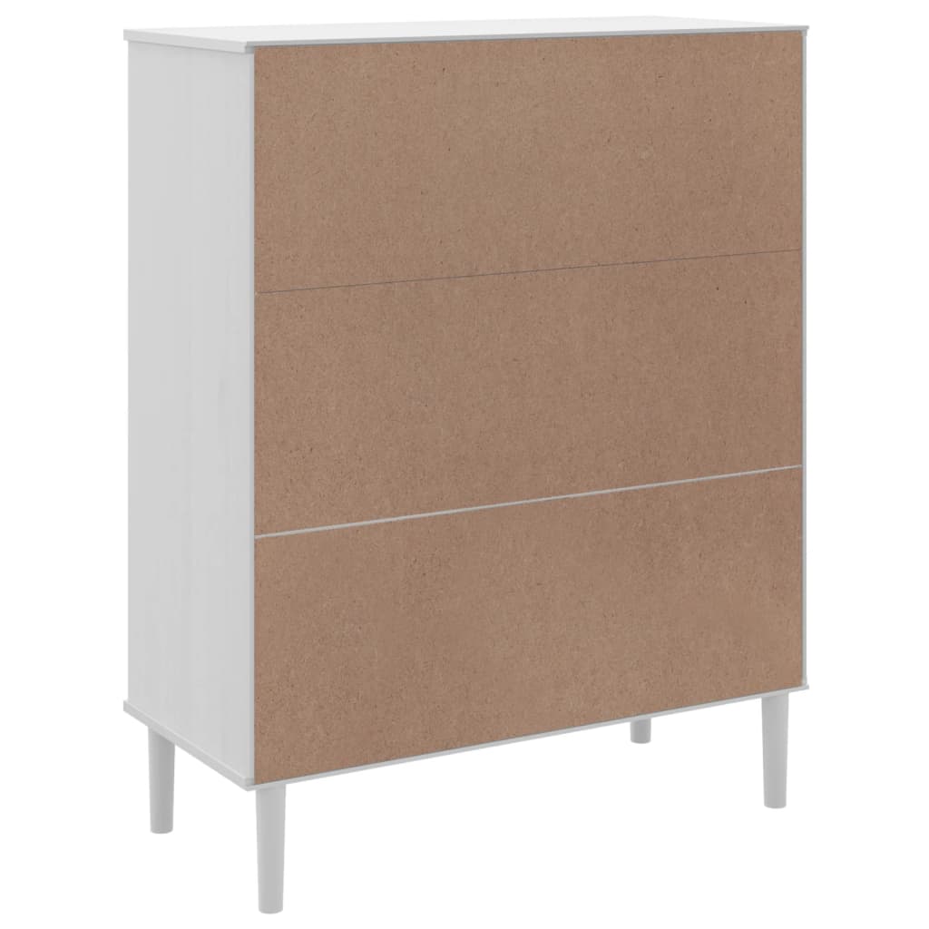 Highboard SENJA Rattan-Optik Weiß 90x40x112 cm Kiefernholz