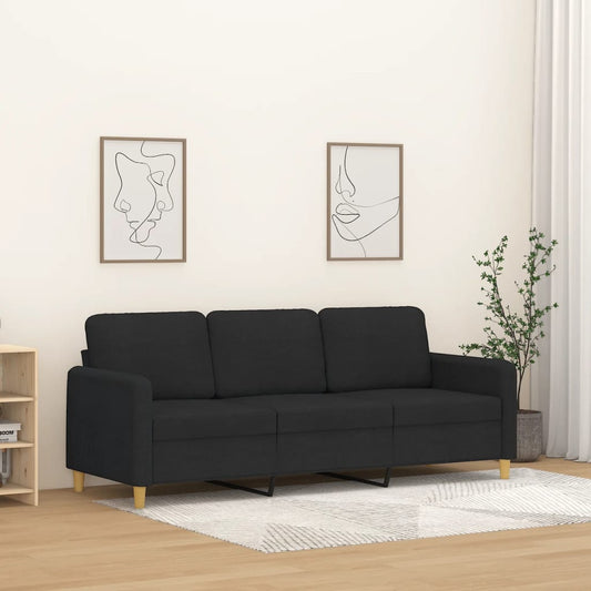 Canapé 3 places tissu noir 180 cm
